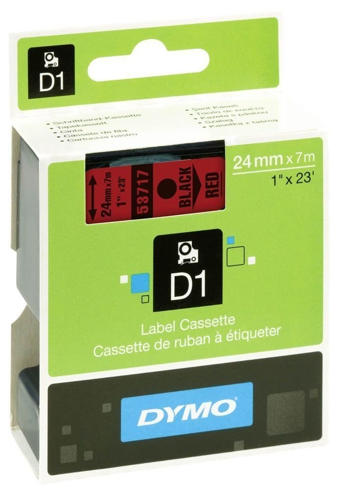 DYMO D1 Yedek Şerit 24 mm x 7 mt Kırmızı/Siyah (53717) S0720970