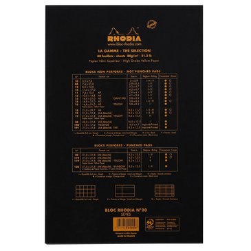 Rhodia Seyes A4+ Siyah Kapak Bloknot 80 Sayfa 21x31.8cm