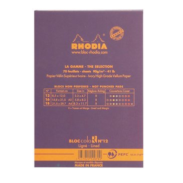 Rhodia Mor Kapak Çizgili Bloknot 70 Sayfa 8.5x12cm