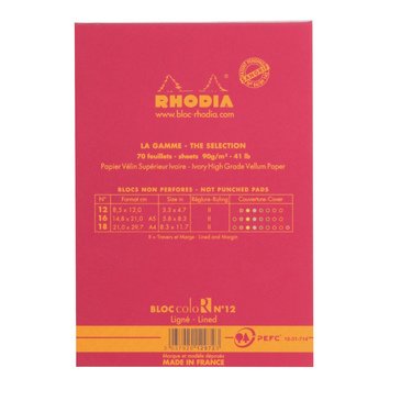 Rhodia Rasperry Kapak Çizgili Bloknot 70 Sayfa 8.5x12cm