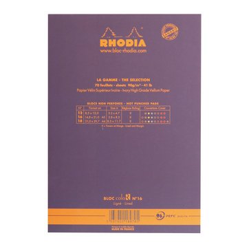 Rhodia A5 Mor Kapak Çizgili Bloknot 70 Sayfa