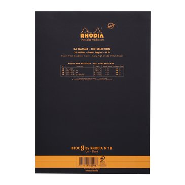 Rhodia A4 Siyah Kapak Çizgisiz Bloknot 70 Sayfa