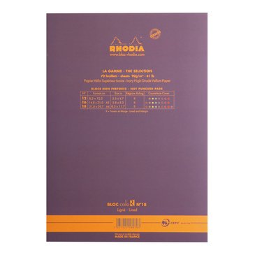 Rhodia A4 Mor Kapak Çizgili Bloknot 70 Sayfa