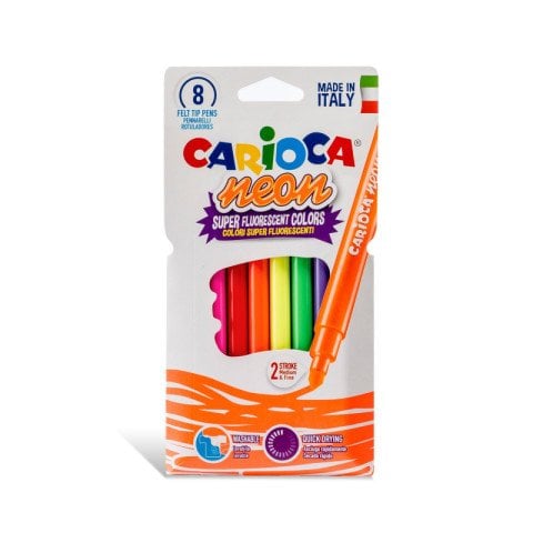 Carioca Fosforlu  Yıkanabilir Keçeli Boya Kalem Seti 8 Renk