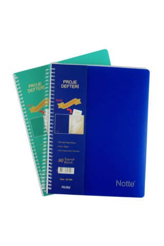 Notte Plastik Kapak Spiralli A4 Proje Defteri Kareli 80 Yaprak