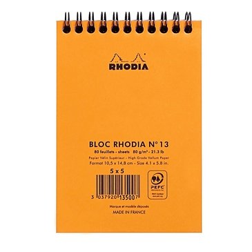 Rhodia A6 Turuncu Kapak Spiralli Kareli Bloknot