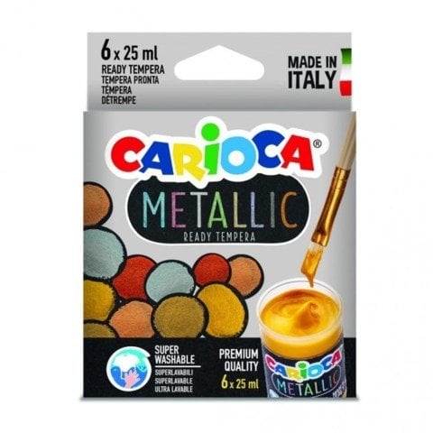 Carioca Tempera Metalik Yıkanabilir Suluboya 6 Renk