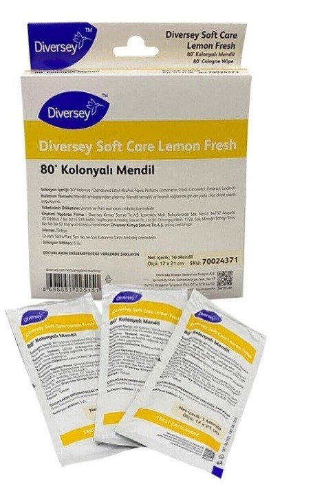 Diversey Soft Care Lemon Fresh Limon Kolonyalı Mendil 80 Derece 10 Lu