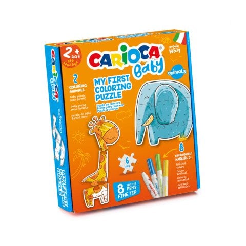 Carioca Boyanabilir Bebek Puzzle Hayvanlar Serisi+8 Adet Keçeli Kalem