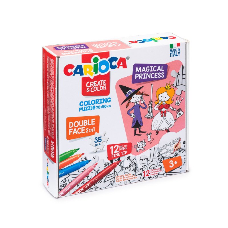 Carioca Boyanabilir Puzzle Sihirli Prenses Serisi+12 Adet Keçeli Kalem