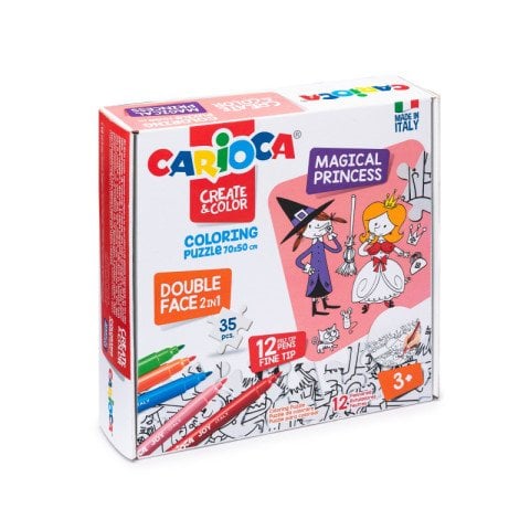 Carioca Boyanabilir Puzzle Sihirli Prenses Serisi+12 Adet Keçeli Kalem