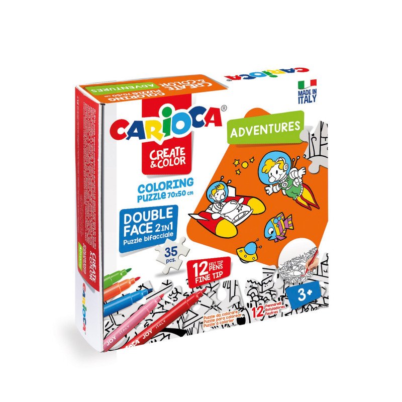 Carioca Boyanabilir Puzzle Macera Serisi+12 Adet Keçeli Kalem