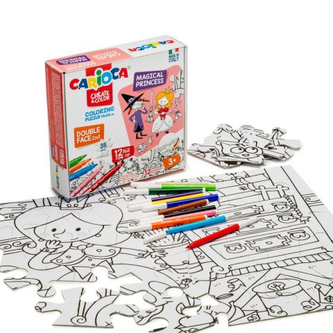 Carioca Boyanabilir Puzzle City and Jungle Serisi+12 Adet Keçeli Kalem