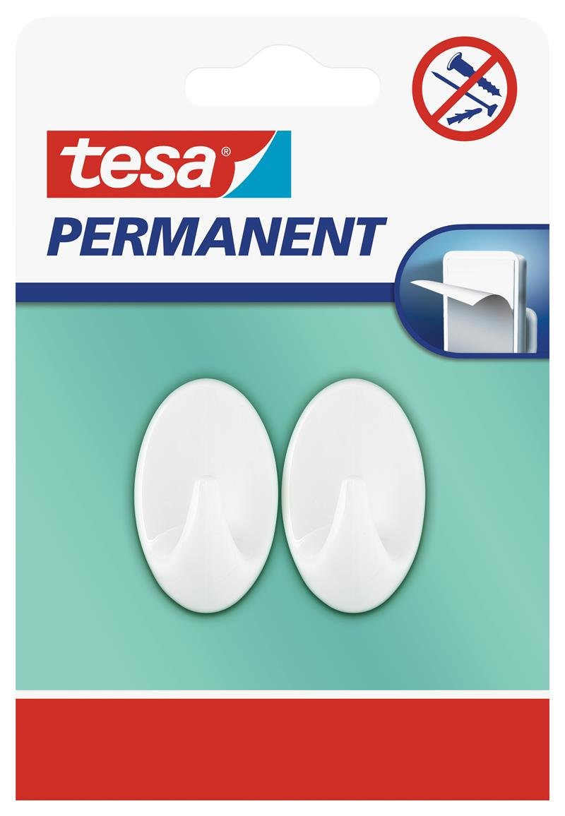 Tesa Kendinden Yapışkanlı Permanent Oval Küçük Beyaz Askı