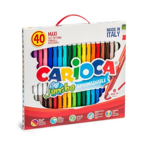 Carioca Jumbo Süper Yıkanabilir Keçeli Boya Kalem Seti 40 Renk
