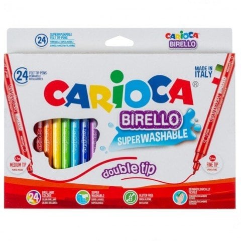 Carioca Birello Süper Yıkanabilir Çift Taraflı Keçeli Boya Kalem Seti 24 Renk