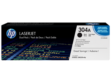 HP 304A 2'li Paket Siyah Orijinal LaserJet Toner Kartuşları (CC530AD)