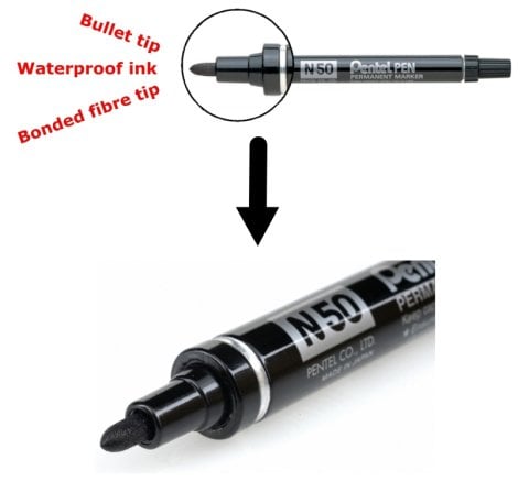 Pentel N50 Yuvarlak Uçlu Permanent Markör Siyah