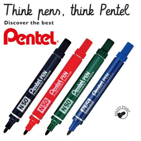Pentel N50 Yuvarlak Uçlu Permanent Markör Mavi