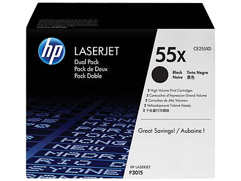 HP 55X 2'li Paket Yüksek Kapasiteli Siyah Orijinal LaserJet Toner Kartuşları (CE255XD)