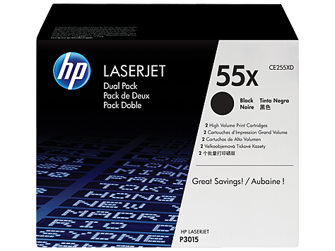 HP 55X 2'li Paket Yüksek Kapasiteli Siyah Orijinal LaserJet Toner Kartuşları (CE255XD)
