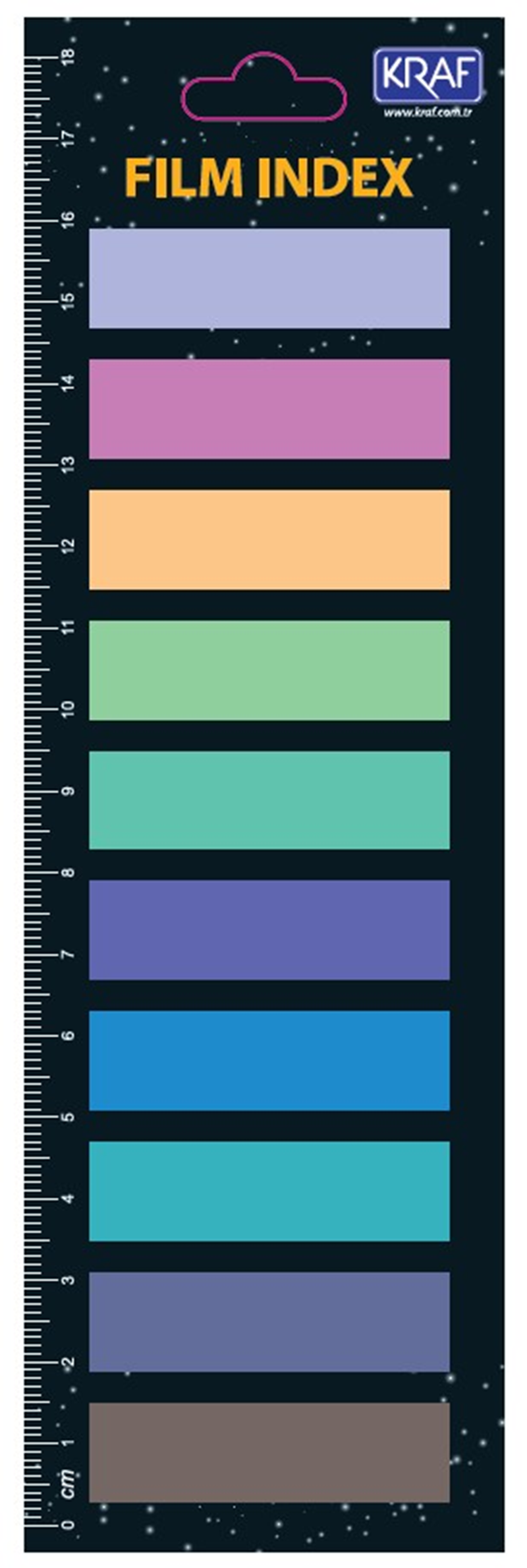 Kraf Plastik Film Index 13X44mm. 10 RenkX 20 Sayfa