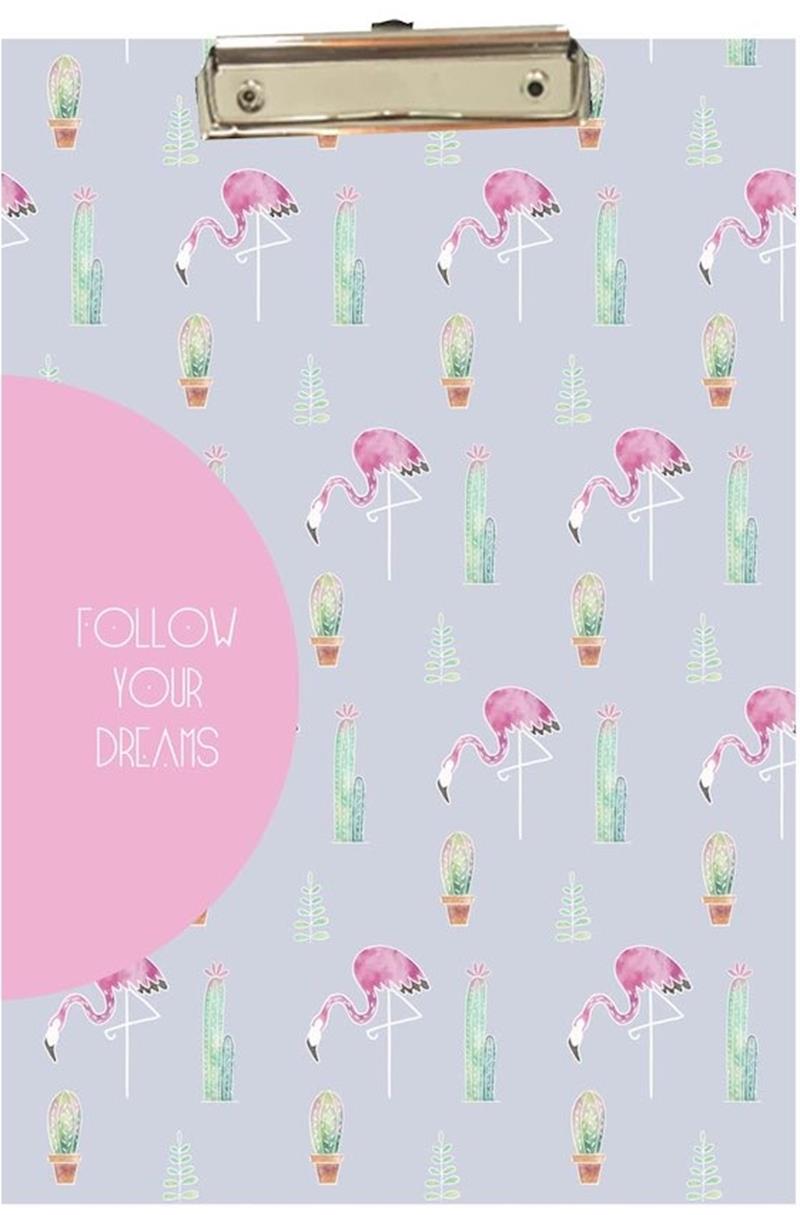 Kraf Sekreterlik Kapaksız Desenli A4 Follow Your Dreams Pink
