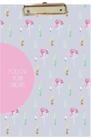 Kraf Sekreterlik Kapaksız Desenli A4 Follow Your Dreams Pink