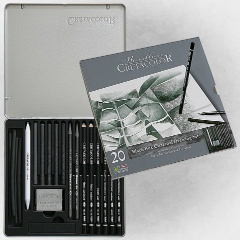 Cretacolor Black Karakalem Çizim Seti Metal Kutu 20 Parça Metal Kutu 40030