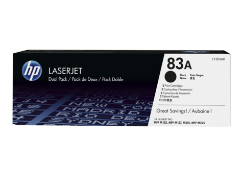 HP 83A 2'li Paket Siyah Orijinal LaserJet Toner Kartuşları (CF283AD)