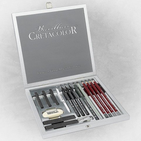Cretacolor Silver Box Premium Çizim Seti 17 Parça Ahşap Kutu 40017