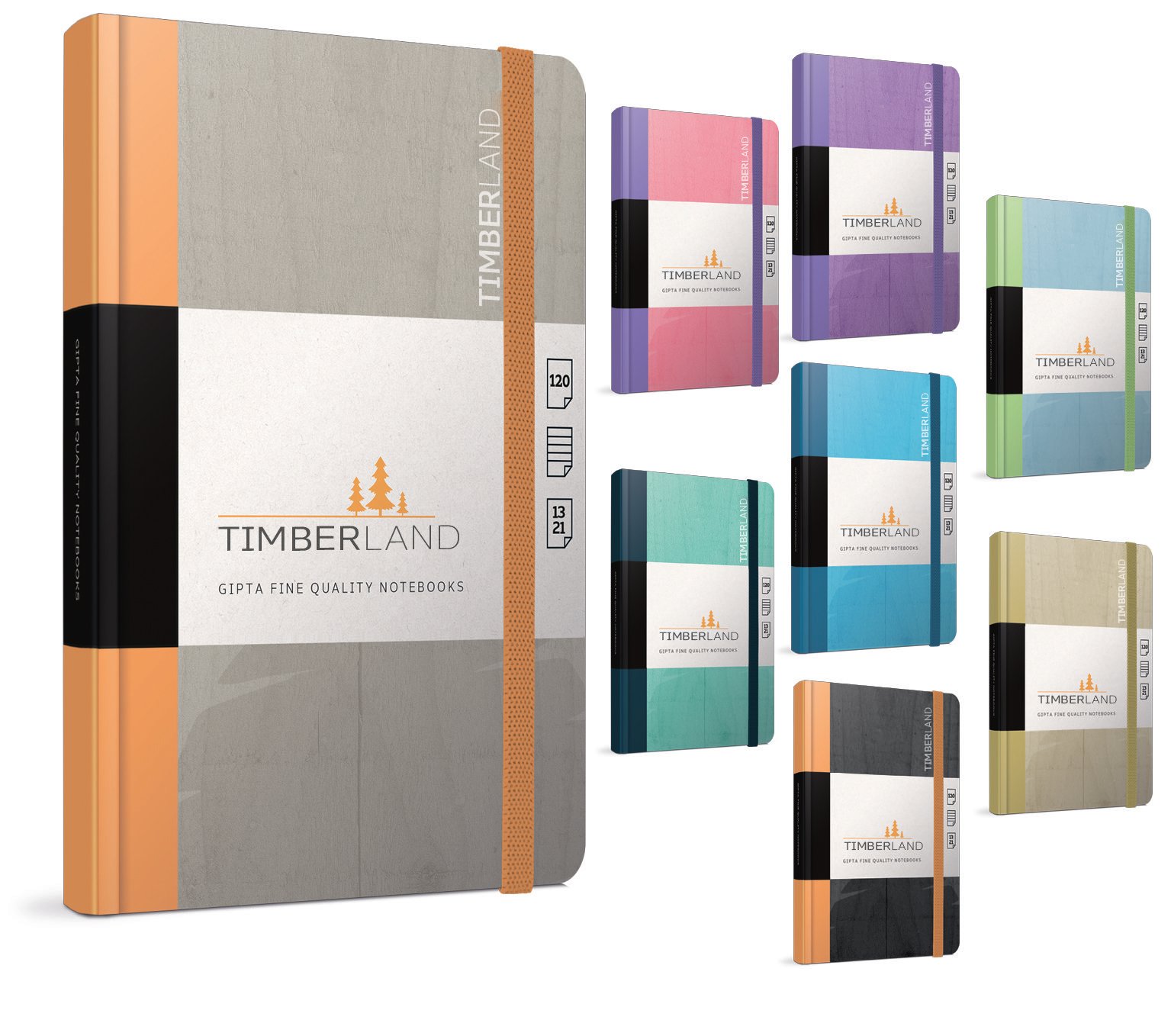 Timberland İplik Dikişli Sert Kapak Defter 13X21 120yp.Çizgili