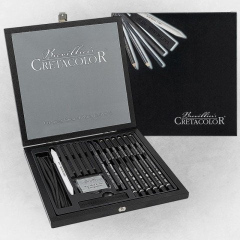 Cretacolor Black Box Premium Karakalem Çizim Seti 20 Parça Ahşap Kutu 46040