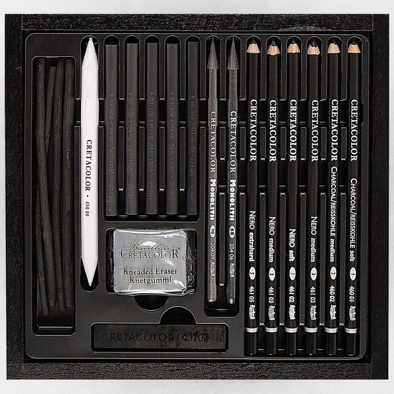 Cretacolor Black Box Premium Karakalem Çizim Seti 20 Parça Ahşap Kutu 46040