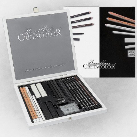 Cretacolor Black&White Premium Çizim Seti 25 Parça Ahşap Kutu 40025
