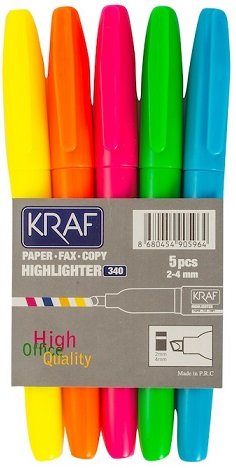 Kraf Kalem Tipi Fosforlu Kalem 5'li Set