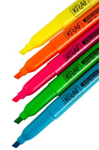Kraf Kalem Tipi Fosforlu Kalem 5'li Set