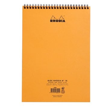 Rhodia A4 Turuncu Kapak Spiralli Çizgili Bloknot