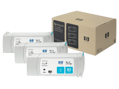 HP 83 3-pack 680-ml Cyan DesignJet UV Ink Cartridges (C5073A)
