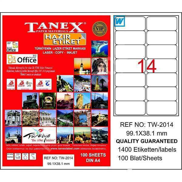 Tanex TW-2014 Laser Etiket 99x38mm