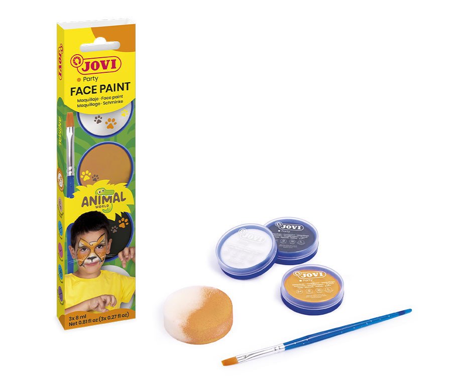 Jovi Krem Yüz Boyası Animal World 3 Renk+Fırça+Sünger