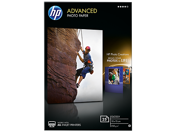 HP Advanced Glossy Photo Paper-25 sht/10 x 15 cm borderless