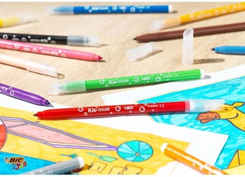 Bic Kid Couleur Keçeli Boya Kalemi 12 Renk Yelpaze Plastik Kutulu