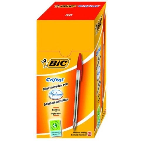 Bic Cristal Medium Tükenmez Kalem Kırmızı 50'li Kutu