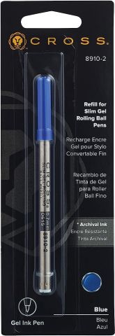 Cross 8910-2 Slim Roller için İnce Jel Roller Refill Mavi
