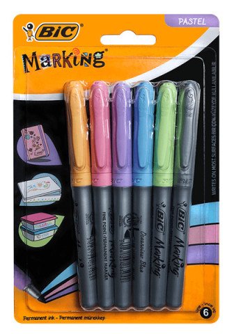 Bic Marking Permanent Kalem Pastel 6 Renk