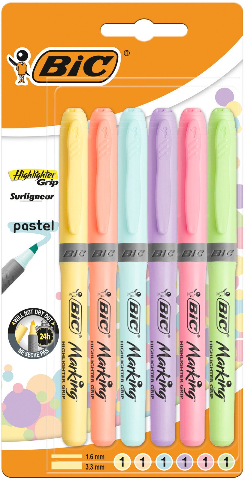 Bic Marking Fosforlu Kalem Grip Pastel 6 Renk