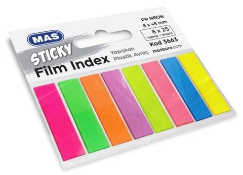 Mas Plastik Film Index 8X45mm. 8 RenkX 25 Sayfa