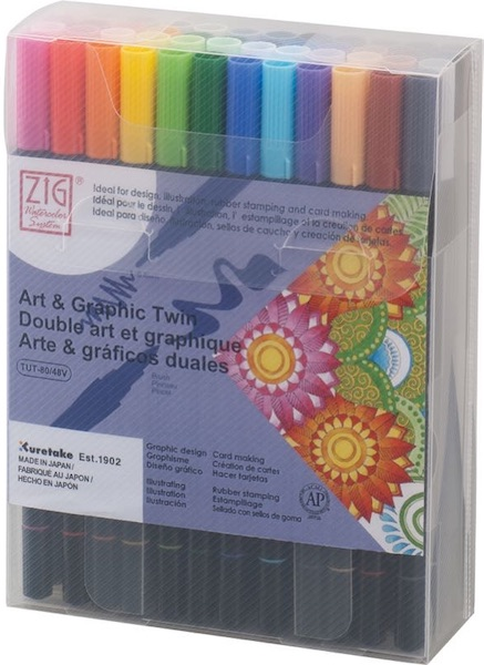 Zig Art & Graphic Twin Brush Pen Çift Uçlu Çizim Kalemi 48’li Set TUT-80/48V