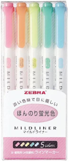Zebra Mildliner Çift Uçlu Fosforlu Kalem Seti 5 Renk WKT-5C